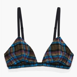 Savage x fenty blue & green multi tartan plaid bralette